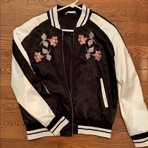 Black & white floral bomber jacket